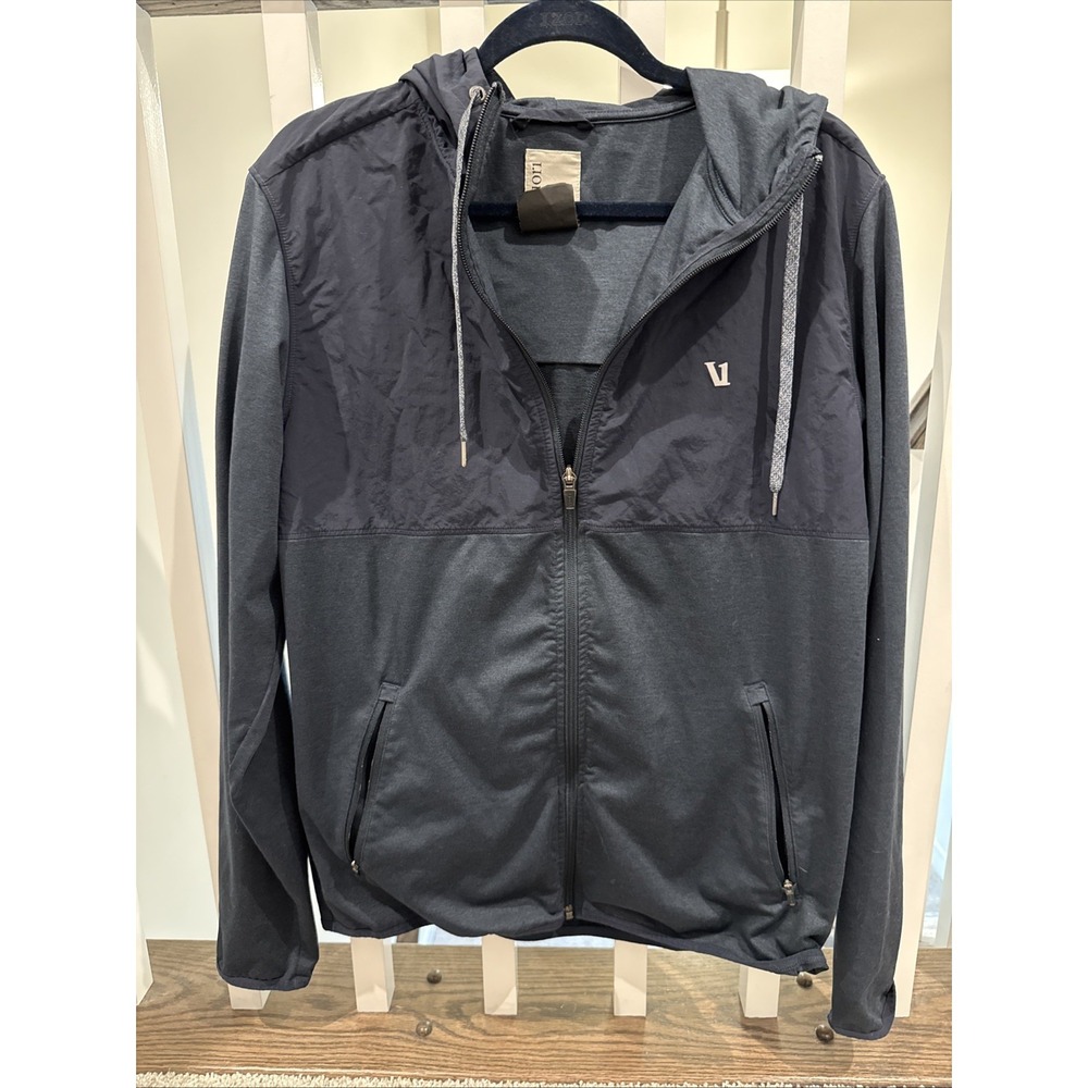 Vuori Sunday Element Jacket Colorblock Navy Men's Size L Running Hooded Full Zip